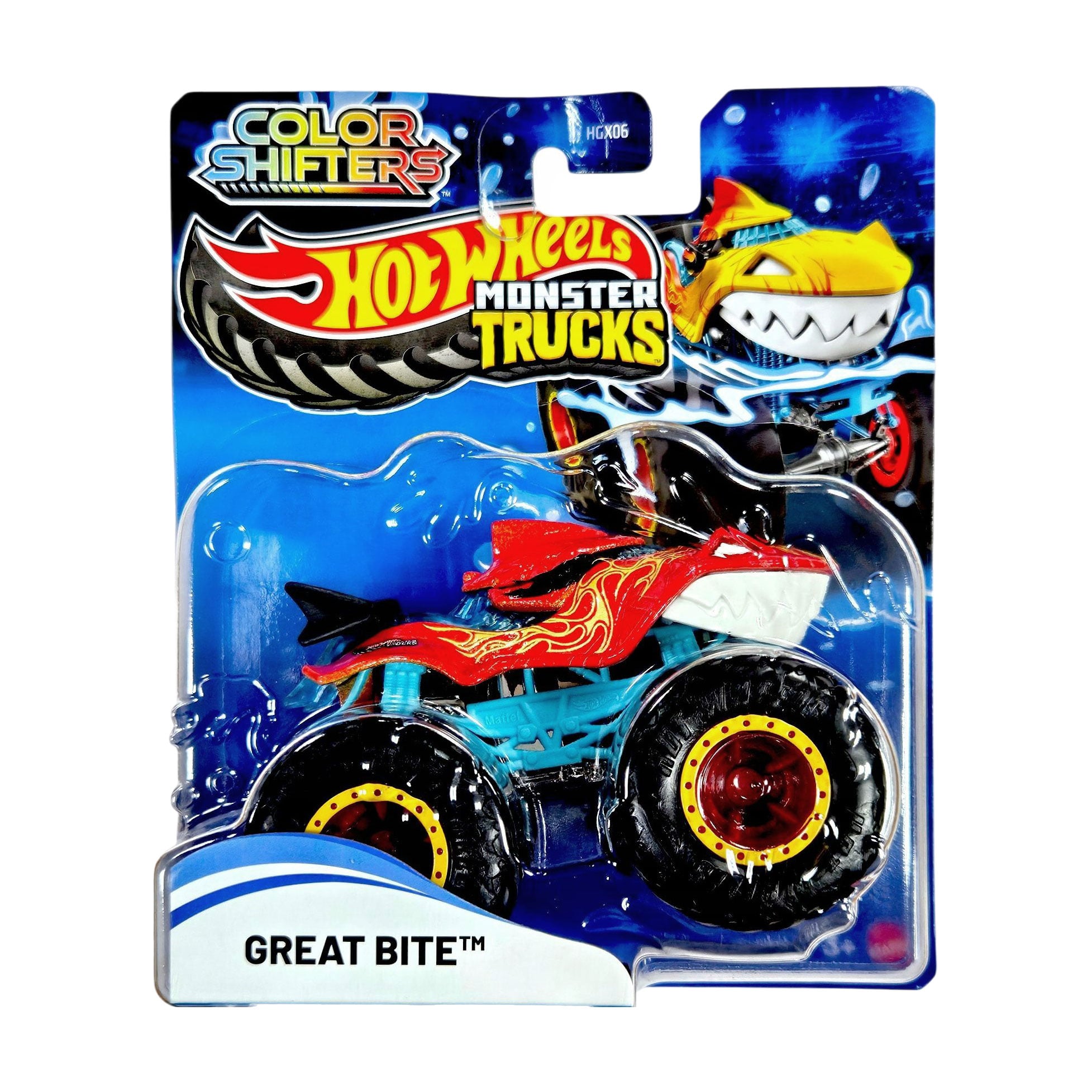 Машинка-позашляховик Hot Wheels Monster Trucks Great Bite, червоно-блакитний, Зміни колір, від 3 років (HGX06)