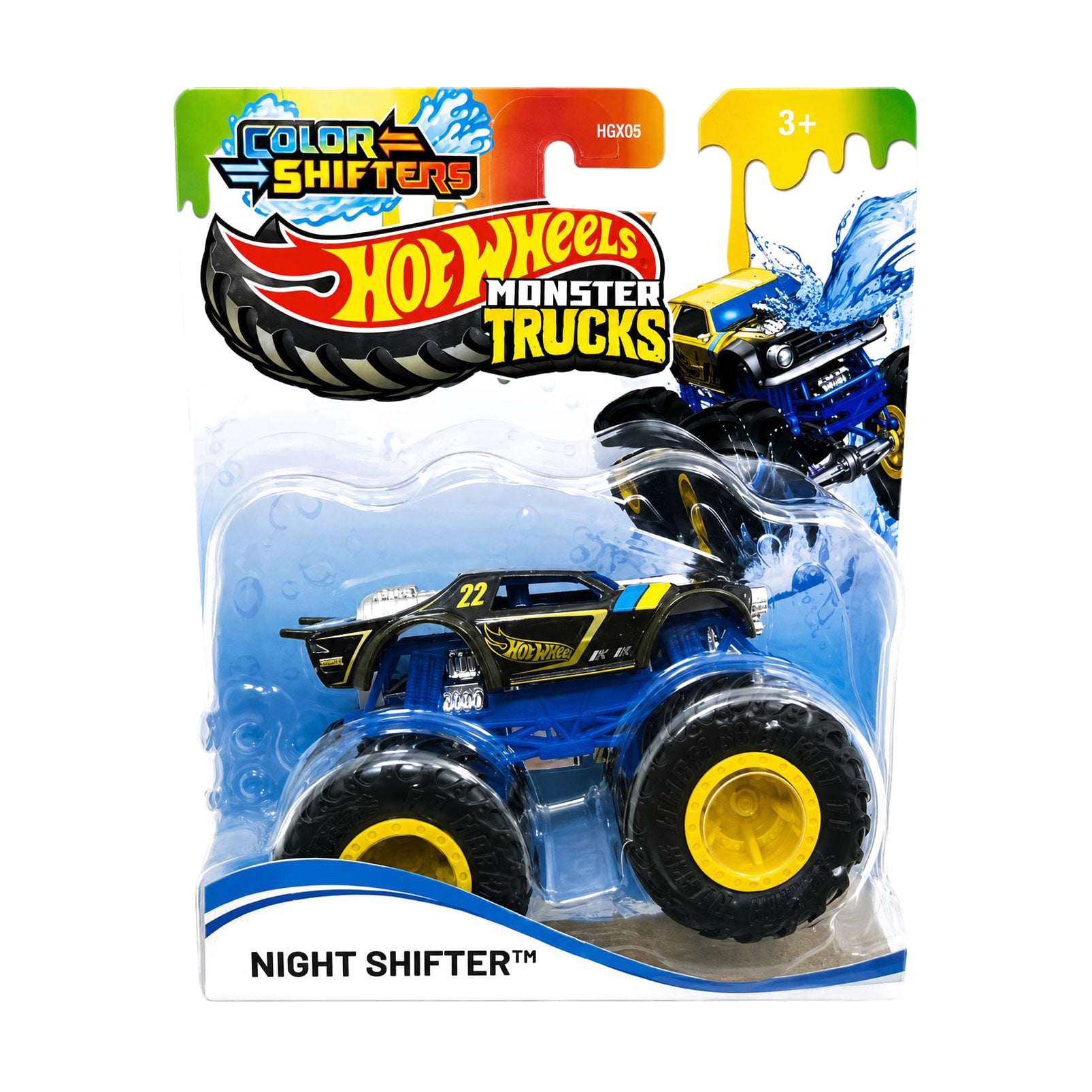 Машинка-позашляховик Hot Wheels Monster Trucks Night Shifter, коричнево-блакитний, Зміни колір, від 3 років (HGX06)